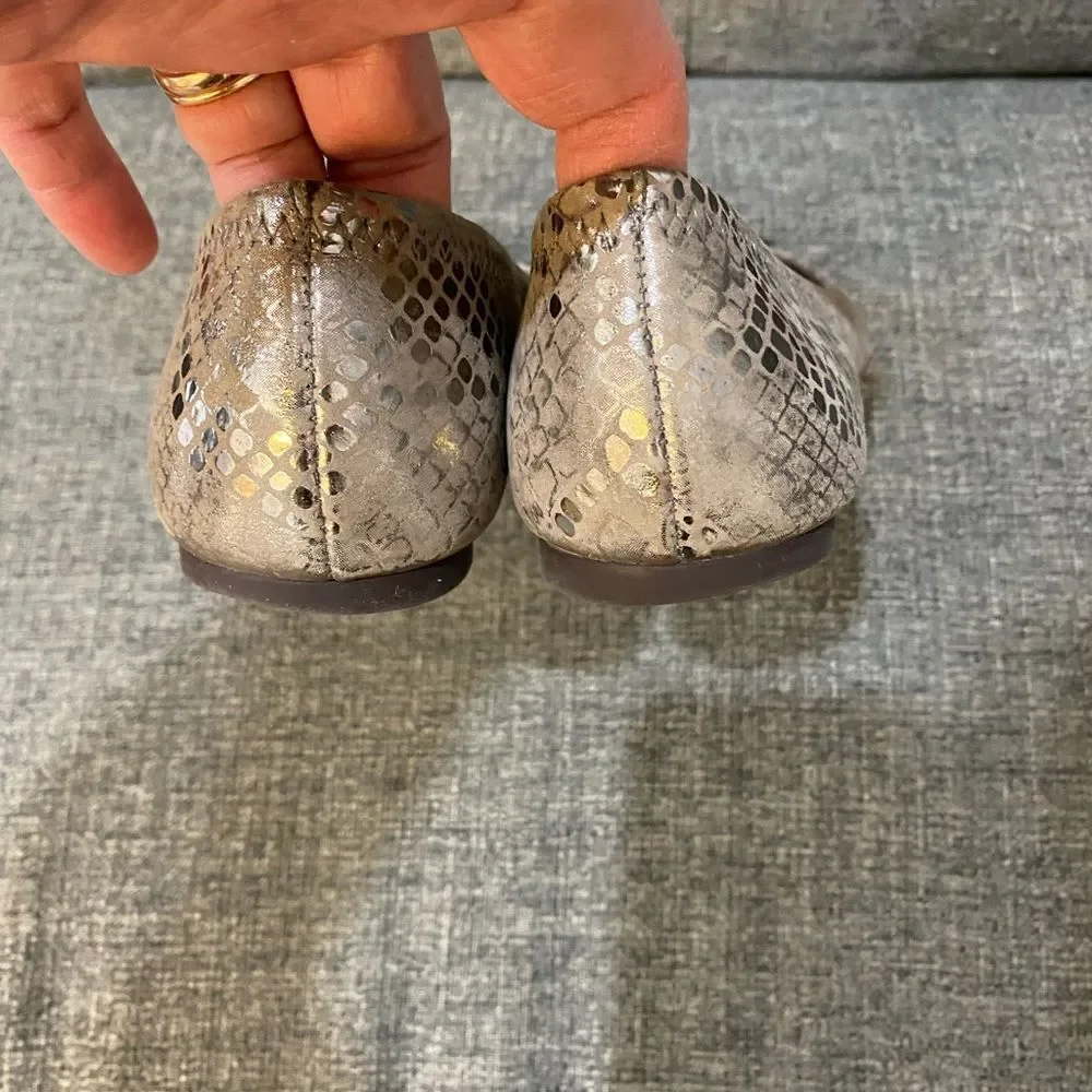 Tory Burch Reva Ballets Metallic Cobra Women Size 7.5